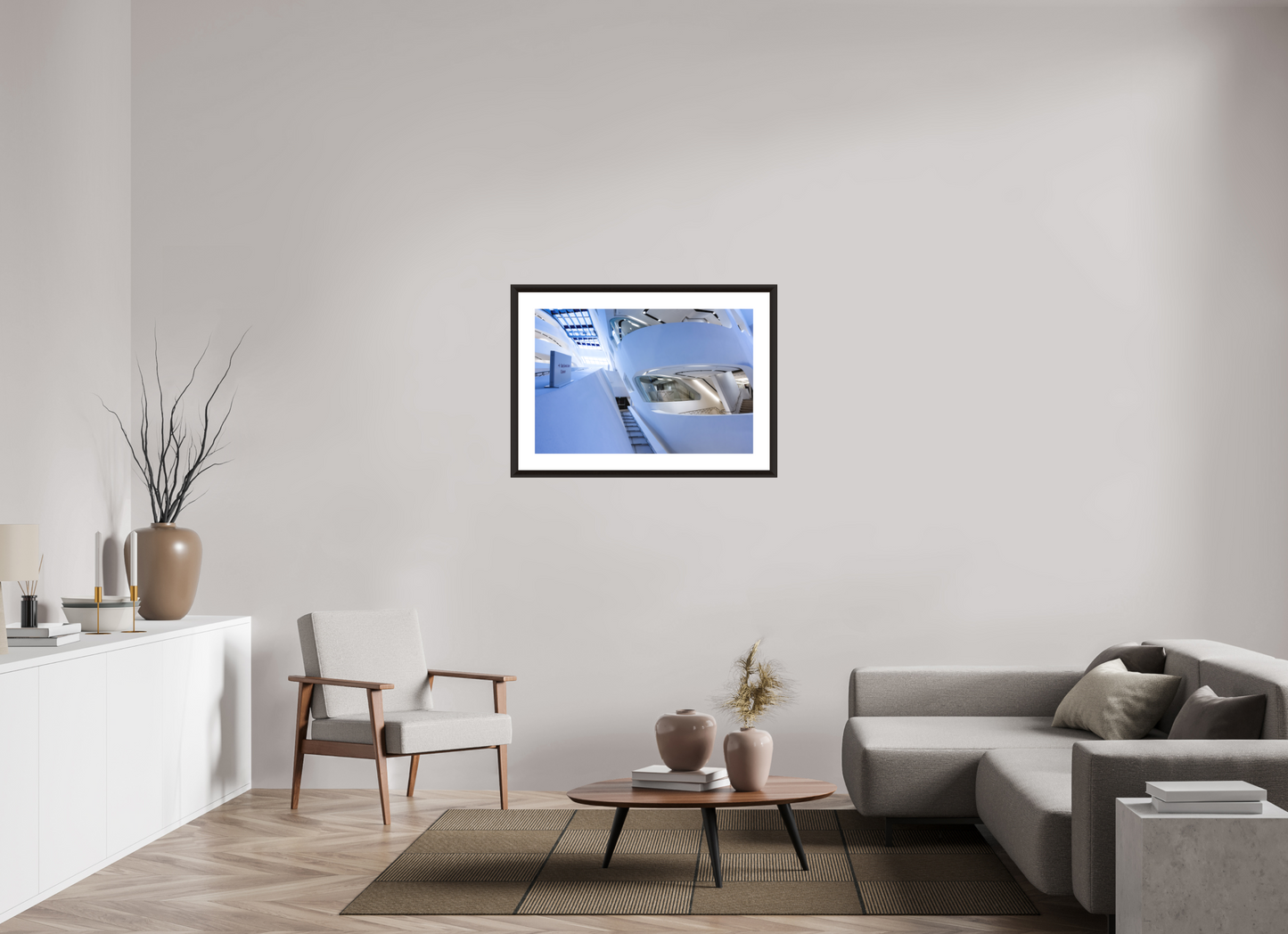 90 x 60 cm, FineArt Print with elegant wood frame Liquid Architecture