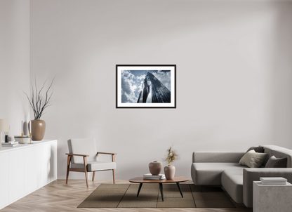 90 x 60 cm, FineArt Print with elegant wood frame Sunforged Tower