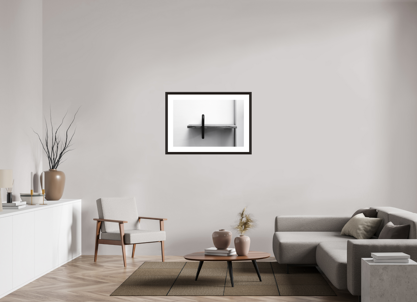 90 x 60 cm, FineArt Print with elegant wood frame Interrupted symmetry