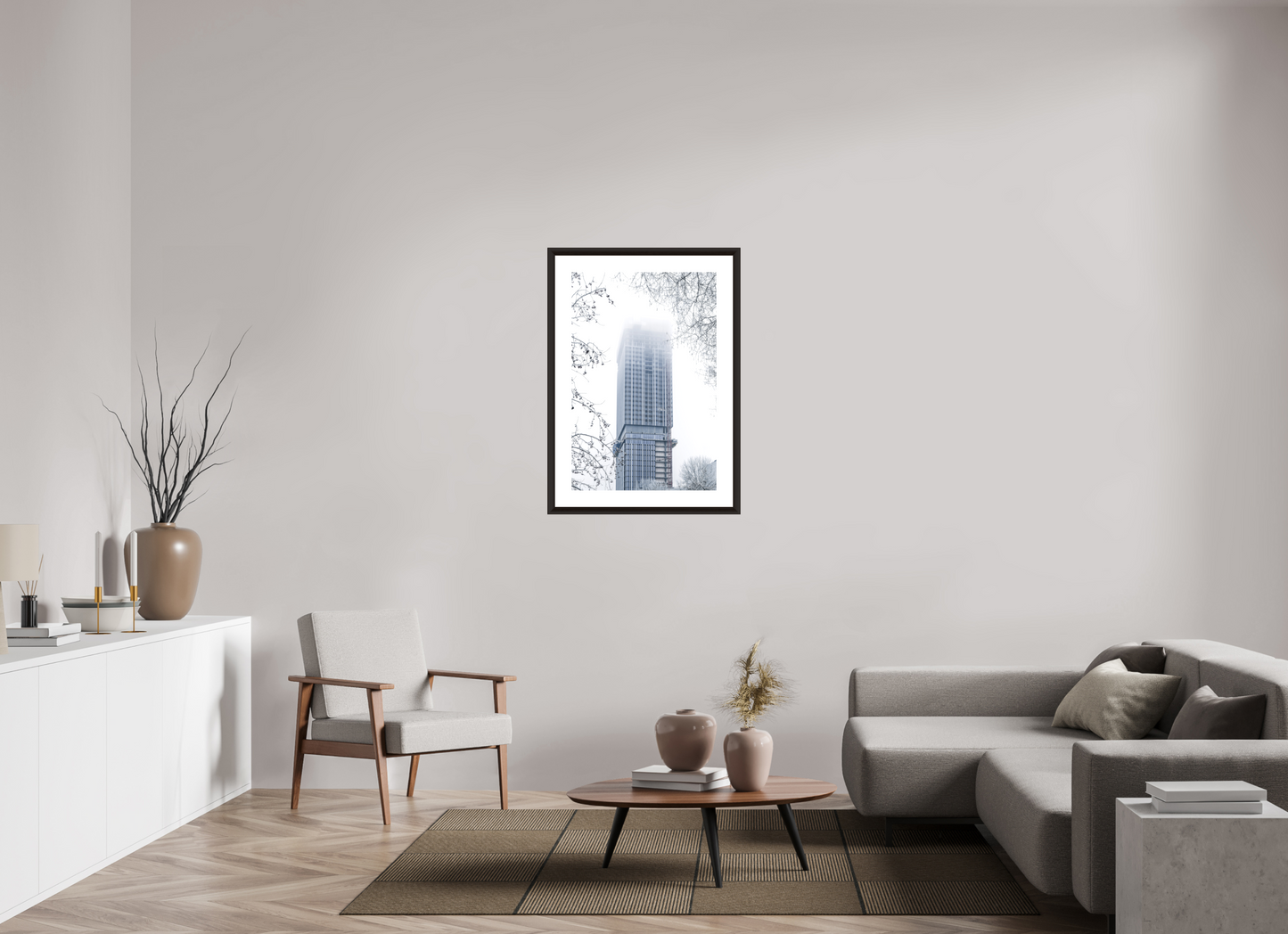 60 x 90 cm, FineArt Print with elegant wood frame Winter's Rise